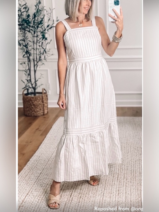 LOFT Dresses & Skirts - LOFT White and Light Gray Striped Maxi Dress